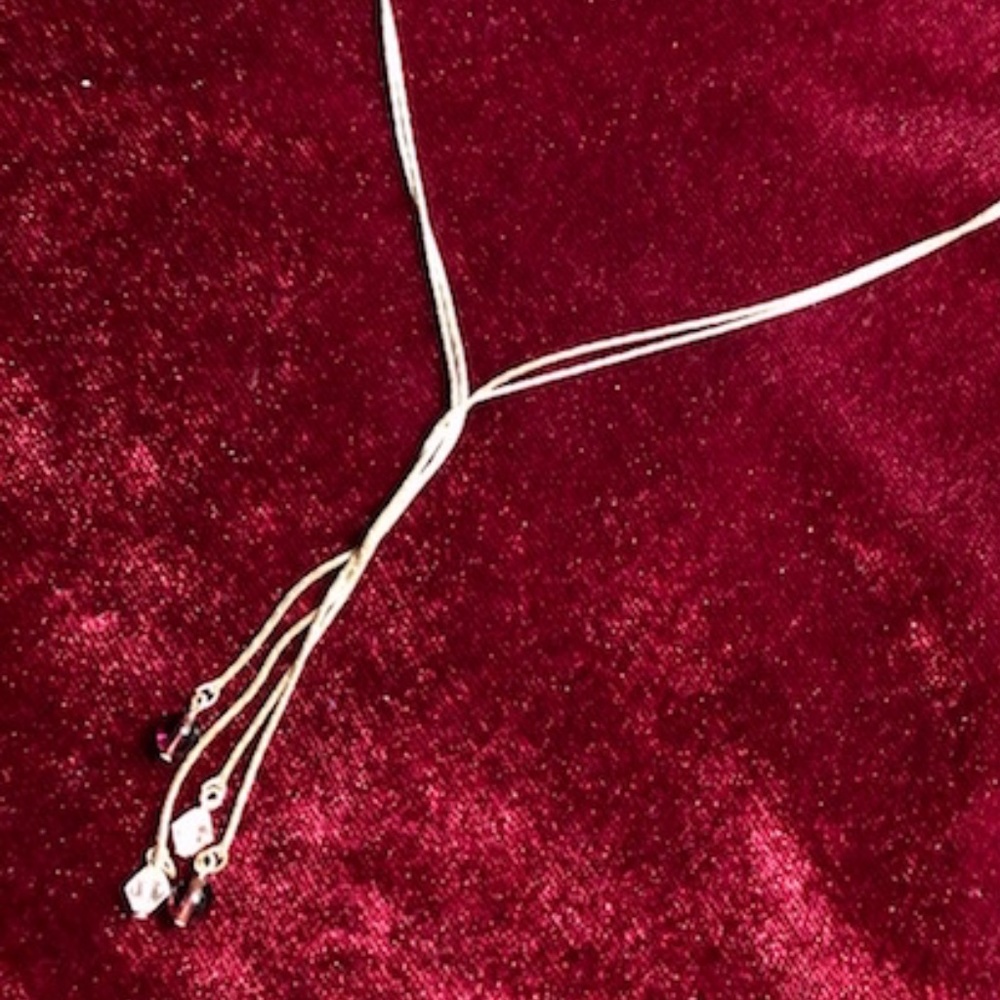 Silver Lariat Y Necklace with Dangle Beads